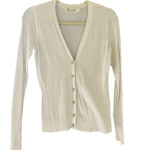 7thAvenue New York & Company White Jewel button Cardigan in size S